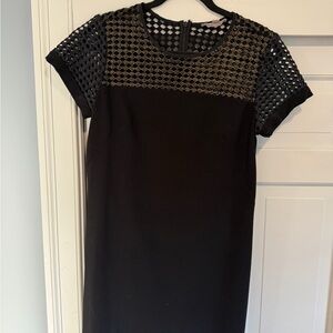 Banana Republic Black Mini Dress with Gold Lattice Yoke